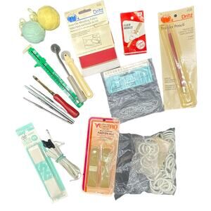 Vintage Lot Sewing Craft Velcro Tailor Ette Kniting yarn Curtain Sears Roebuck